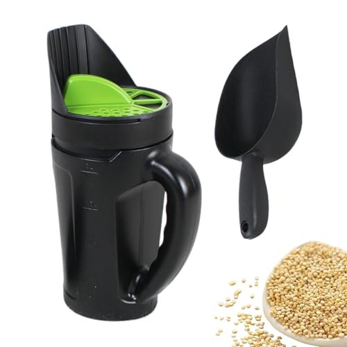 Spargitore portatile, 2,5 l con apertura regolabile, include pala, spargisale per ghiaccio per rimuovere la neve, semina di prato e giardino, 18 x 14 x 32 cm