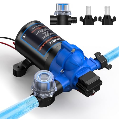 LumaBrite Bomba de Agua 12V, 3.0 GPM 50 PSI Bombas de Agua Sumergibles 12V DC Interruptor de Presión Automático Ajustable para RV, Yate, Jardín, Autocaravana