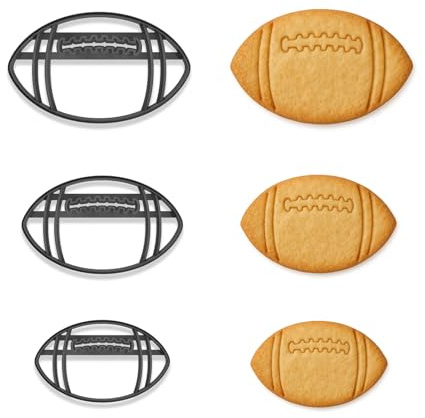 Football Cookie Cutter & Stamp Set – 3 Sizes (4, 3, 2) – Sports Ball Baking Mold for Tailgates & Game Day (Random Color)