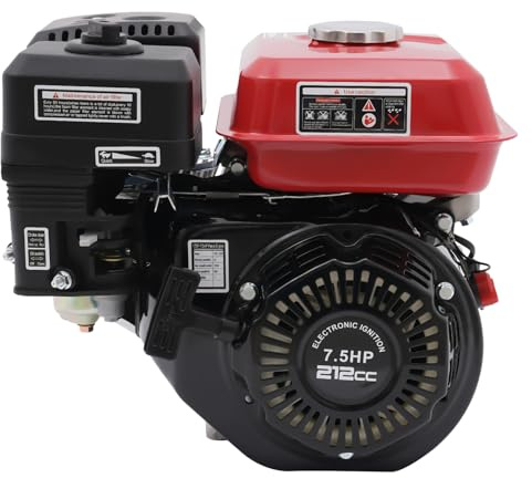 Benzinmotor 7,5 PS 4 kW, 1 Zylinder 212cc 4-takt Benzin Motor, Öl-Warnfunktion, Luftgekühlt, Geringes Rauschen, Gokartmotor, für Wasserpumpen, Gokarts, Rasenmäher, Holzspalter