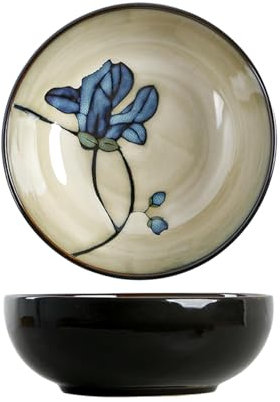 Chinese household simple ceramic underglaze round practical delicate and durable deep plate - blue 9 inch soup bowl