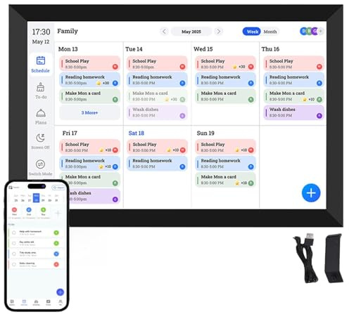 banapoy 10.1 Digitaler Kalender mit Bilderrahmen, WIFI Touchscreen | Elektronischer Familienplaner mit HD IPS Display, Haushaltsplaner für Büro & Zuhause, Tischaufstellung