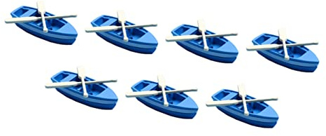 7 Set Mini Boat Model Resin Ornaments with Paddles