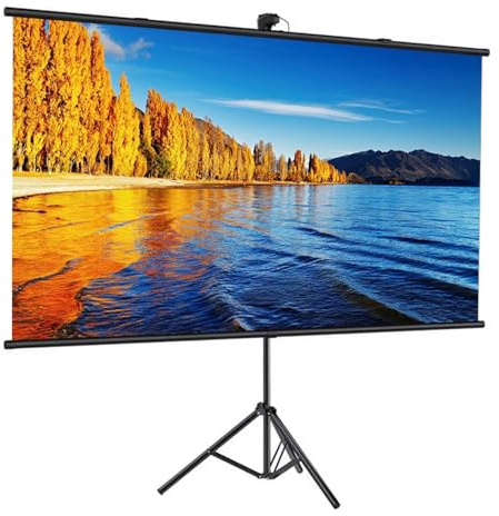 Pantalla de proyector portátil con soporte de trípode, 4K HD para interiores y exteriores, cine en casa, camping, fácil configuración