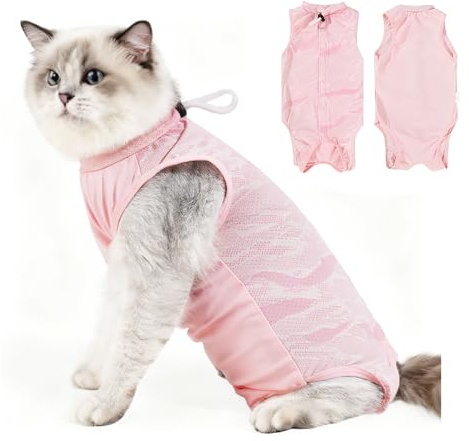 YZROHYI Body Gato Post Operatorio,Body Gata Esterilizacion,Traje Cirugía Gato Transpirable,Recovery Gata Anti Lamido,Traje Recuperación Gatos,Ropa para Después de Esterilizar Gatos,Cat Clothes