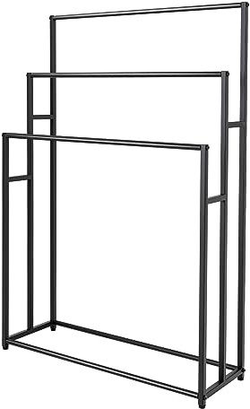 Toallero independiente de 3 niveles, 75 x 25 cm, toallero de metal, soporte para toallas de baño de pie, (70,90,110 cm de altura)