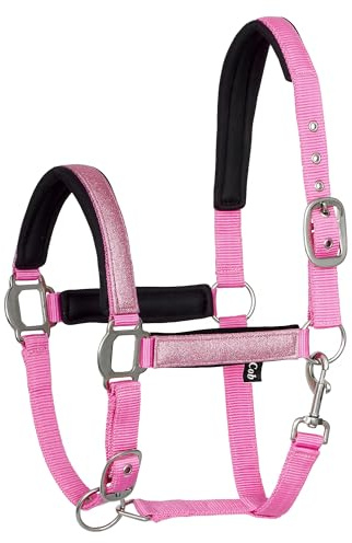 Start Neoprene Halfter für Pferd Warmblut, Vollblut – Stallhalfter, Weidehalfter, 2 Fach verstellbar an Kinnriemen und Genickstück, sicher & reißfest, Halfter Cob (Rosa/Hellrosa, Pony)