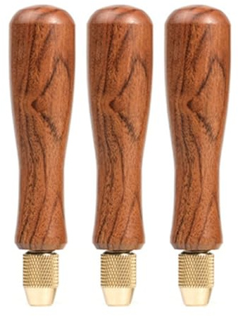 Uxsjakjsd Holzgriffe mit Messing-Schnellspannfutter für Kleine Feilen - 3er Set Holzfeilen-Griffe für DIY-Projekte Zubehör