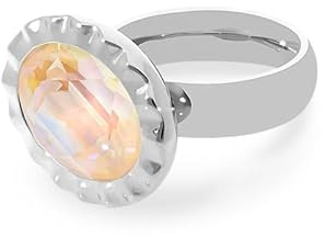 Qudo Tivola Unica Grande bague en acier inoxydable crème ivoire