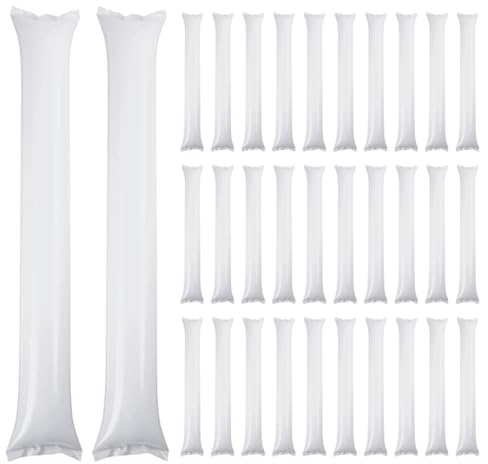 Palo de animación, palo de trueno inflable, fabricante de ruido de plástico para eventos deportivos, recuerdo de fiesta de cumpleaños, 50 Uds., 60x10, blanco