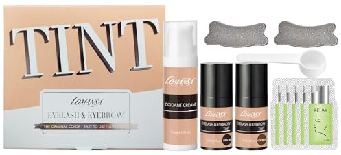 Lomansa Wimpernfarbe Schwarz und Kaffee, Augenbrauenfarbe und Wimpern Färben, Einfache Bedienung, Geeignet für Anfänger und Salons