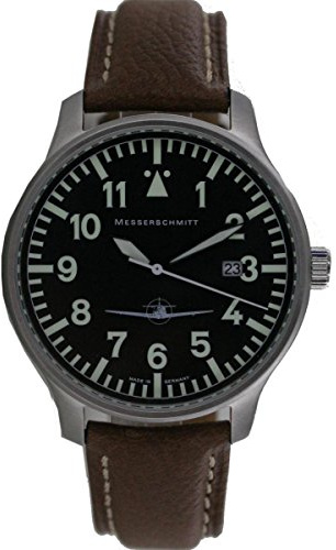 Aristo Herren Messerschmitt Uhr Fliegeruhr ME108-42B Leder