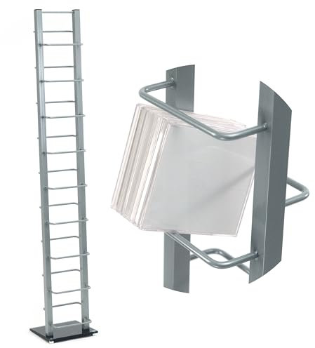 Scaffale per CD di Design Tower | 138x20 cm (HxP), Metallo con Base in Vetro | Elegante Porta CD, Porta CD Retro per Circa 126 CD, Supporto CD | Colore: Argento