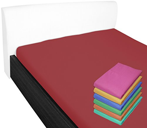 Bettlaken 150x240 cm ohne Gummizug 100% Baumwolle Rot | Glatte Betttuch ohne Spanngummi Atmungsaktiv, Hypoallergen, Waschbar - Hotel Laken Haustuch Renforce Baumwollstoff