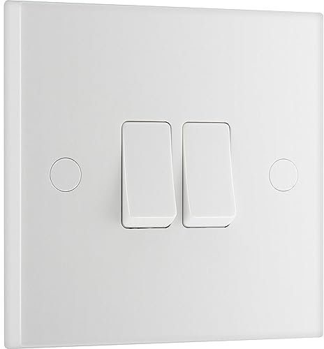 BG Electrical Double Wall Light Switch, 2 Way, Square Edge, Nexus 900 Series, White Moulded, 20A, 16AX, 942
