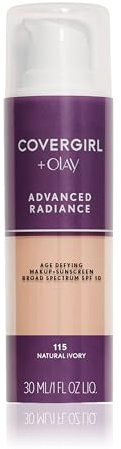 COVERGIRL Advanced Radiance Age Defying Foundation Makeup Natural Ivory, 1 oz (packaging may vary)
