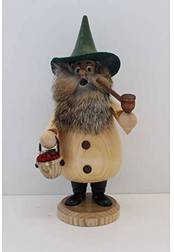 Drechselwerkstatt Uhlig Räuchermännchen Kräuterwichtel Natur - 19 cm - Original Erzgebirge Räuchermann
