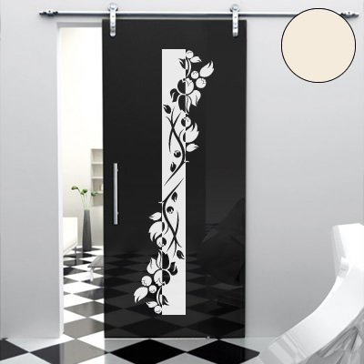 A443 Tür-/Wandtattoo Blumen Banner 180cm x 54cm creme-weiss (erh. in 40 Farben und 7 Größen)