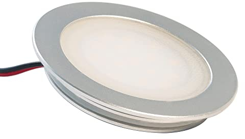 Vbled®, lampada da incasso a LED, extra piatta (12 mm di profondità) in alluminio anodizzato opaco, colore luce bianco caldo, 0,9 W, 12 V, IP67, per parete, pavimento e soffitto rund