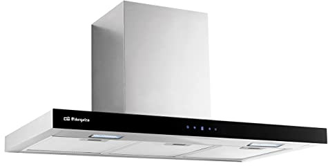 Orbegozo DS 62190 IN Hotte décorative 90 cm, classe A, extraction 609,7 m3/h, 3 niveaux de puissance, moteur 230 W de puissance, éclairage LED