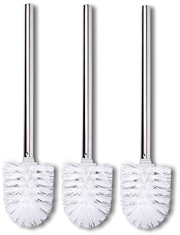 Schramm® 3er Pack WC Ersatzbürste Bürstenkopf Weiß Edelstahl Toilettenbürste Ersatztoilettenbürste Toilettenbürsten