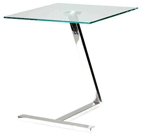 Cortesi Home Zee Beistelltisch, quadratisch, Glas, 18 x 18 x 20 cm, Chrom