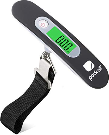 pack all 110 Lbs Luggage Scale, Digital Handheld Luggage Scale, Baggage Scale, Travel Weight Scale for Luggage with Backlit LCD Display, Battery Included, Black