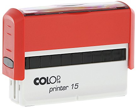 stempel-fabrik – Colop Printer 15 ROT Stempel mit Wunschtext personalisieren – Selbstfärbestempel als Namensstempel, Adressstempel, Firmenstempel & Co zu verwenden (69 x 10 mm | 2 Zeilen | Rot)