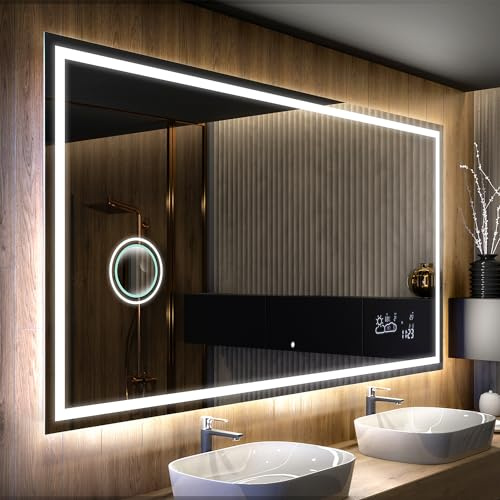 FORAM Badspiegel mit Beleuchtung - Led Spiegel Bad - 160x80 - Badezimmerspiegel Nach Maß - auf Individuelle Bestellung Gefertigt - Modernes Design - Ohne Rahmen