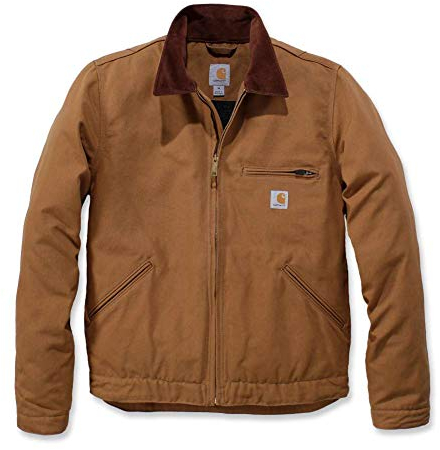 Carhartt Giacca Detroit, Vestibilità Comoda, In Tessuto Duck Con Fodera Tipo Coperta A Righe, Uomo, Marrone (Carhartt), XL
