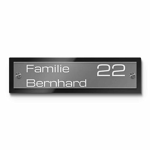 Hochwertiges Namensschild Hausnummer mit Gravur aus Acrylglas 30x8 cm mit über 80 Motiven Türschild für die Haustür mit Namen Haustürschild Familienschild Haus Garten