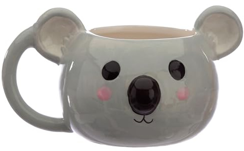 Puckator Adoramals Koala Head Ceramic Shaped Tea Coffee Mug - Funny Home Accessories - Cute Gifts for Girlfriend Large Mugs for Men Women Hot Drinks Cute Cups Presents - Secret Santa Gift Cup Set