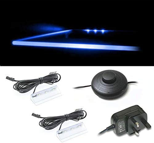 Set of 2 LED Glass Edge Lighting Clips in Blue [Energy Class A]