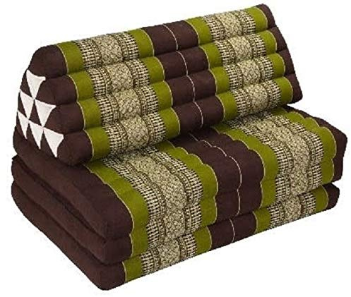 Fine Asianliving Colchón Tailandés de 3 Pliegues con Cojín Triangular Plegable 80x190x7cm XXXL Verde