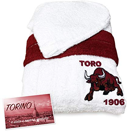 Tex family Accappatoio Toro Torino Calcio Adulto in Spugna di Puro Cotone - M