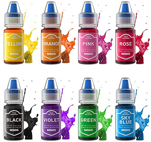 Colorant Alimentare Liquide 8 Couleurs Pour Gâteaux Décoration,Glaçage,Biscuits,Macaron,Gâteau,Fondant,Dessert