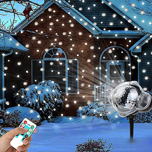EONYUANGUO Snowflake Projector Light, Christmas Light Projector, Outdoor Indoor Snowfall Lights with Remote&Timer IP65 Dynamic Snow Effect Spotlight for Christmas Party (B Model)