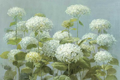 Kunstdruck, auf mattem Papier, 220 g, weiße Hortensien, Garten, Nai Danhui, florales horizontales Bild, traditionelle florale Blumen, Blumen, Hortensien, Garde, Kunstdruck, 63 x 96 cm