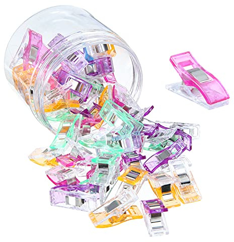 Pack of 50 Sewing Clips Multi-Purpose Nähen Clips for Sewing, Quilting, Crocheting, Crafting and Knitting,Verpackt in einer transparenten Kunststoffbox, Assorted Colours