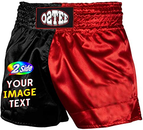 O2TEE Personalized Team Uniforms MMA Blaze Shorts for Kick Martial Arts Cross-Training, Black Red M