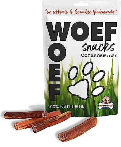 Woef Woef Snacks Hundesnacks Ochsenziemer - 1.00 KG - Leckereien für Hunde - Kausnack, Belohnungssnack - Alle Hunde und jedes Alter ab 8 kg - Keine Zusatzstoffe