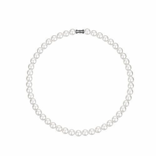 Candyfancy Perlenkette Herren Choker Perlen Kette Weiße Runde Simulierte Glasperlen Kette, 40/45/50/55/60CM Lange Halskette Perlen Weiß für Männer Damen Frauen und Mädchen Geschenke,Perlen 6/8/10mm