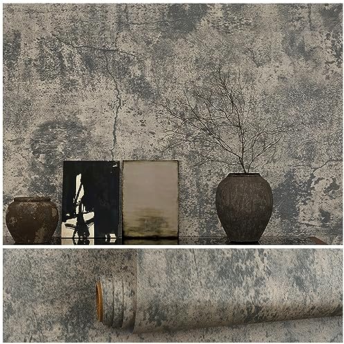 VEELIKE Klebefolie Betonoptik Grau Vintage Tapete Industrial Style Möbelfolie Selbstklebende Folie Gerissener Beton Tapeten Wohnzimmer Shabby Chic Küchentapete Abwaschbar Badezimmer 40cm x 300cm