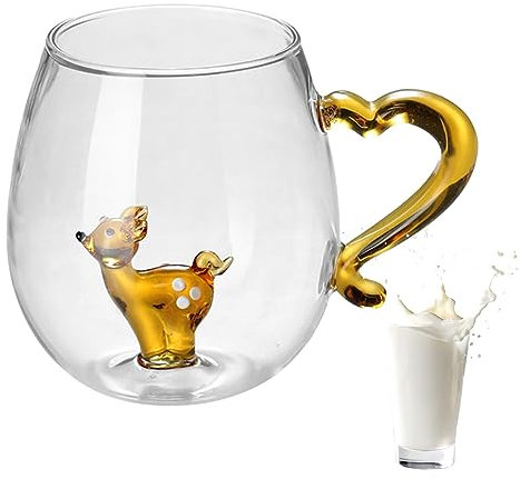 Weinglas mit Tier im Inneren,Weihnachtstasse mit Tiermotiv im Glas 400ml - Robuster Wasserglasbecher zum Trinken, langlebige Weihnachtsbecher als Geschenke für Kollegen und Freunde