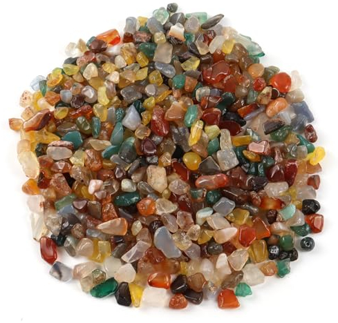 MsTeco Trommelsteine Klein Bunt Glassteine Blumentopf Deko Steine 4-6mm Unregelmäßige Edelstein Perlen Dekosteine für Aquarium, Fisch Schildkröte Tank, Vasen Füller, Garten