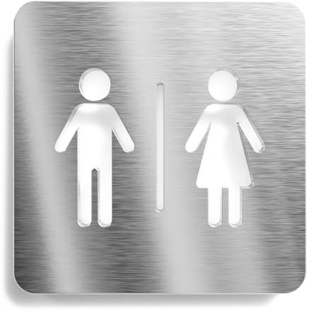 Urhome Herren Damen Toilette Schild aus V2A Edelstahl - Laserschnitt Gravur Türschild - Hinweisschild für Wand Tür - Männer Herren WC Infoschild für Innen und Außen