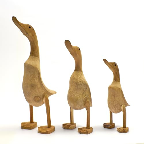 Bamboona Deko Ente aus Bambus/Holzfigur/handgefertigt/Unikat/Einzeln oder als Familie/Geschenk (S: 25cm (einzeln))