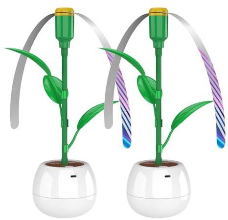 FANDLISS Repellente Per Mosche, 2 Pezzi a Forma Di Mela Ventilatore Repellente Per Mosche, Flessibile Ventilatore Scaccia Mosche USB C Con Interruttore, Respinge Mosche e Vespe All'Aperto, Bianco