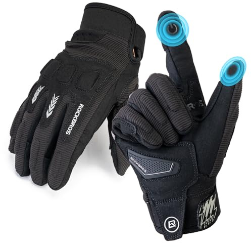 ROCKBROS Fahrradhandschuhe Herren Touchscreen Vollfinger Handschuhe Laufhandschuhe MTB Stoßdämpfend rutschfest Winter Herbst Outdoor Motorrad Radfahren Klettern Laufen