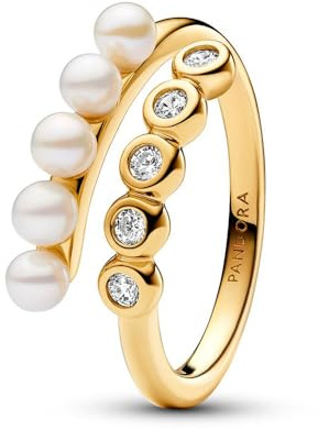 PANDORA 14k Gold-plated unique metal blend Mixed stone White 163146C01